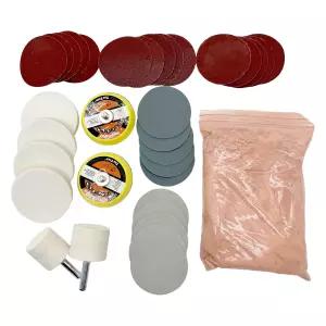 Jeukwud 34Pcs/세트 유리 연마 키트 깊은 스크래치 제거제 다기능 세륨 산화물 파우더 윈드스크린 창문