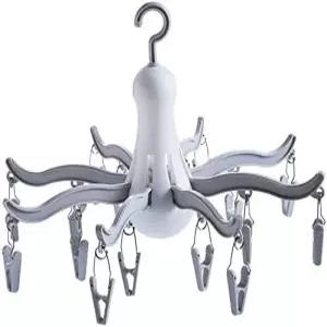 XIZHI 접이식 클립 및 드립 행거/행잉 건조대 속옷 의류 양말 브라 수건 바지 모자 회색 16개