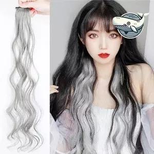 여성용 웨이브 헤어 컬러 헤어피스 붙임머리