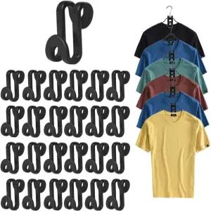 옷걸이 커넥터 후크 100개 옷장 행거 익스텐더 클립 옷 수납장 정리함 공간 절약형 액세서리블랙