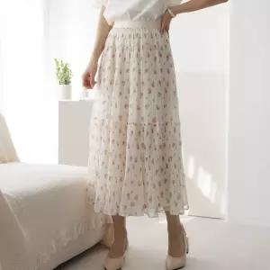 여자 봄맞이 꽃치마 플리츠 캉캉 쉬폰 여리 롱스커트