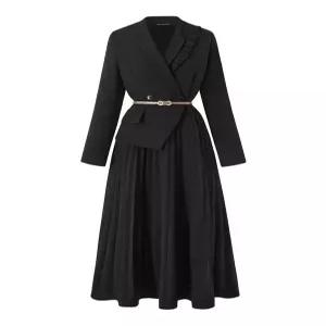 [미니멈에브리데이][미니멈 에브리데이]페미닌 라인 자켓 레이어드 플리츠 롱 원피스