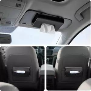 4팩 자동차 티슈 홀더 바이저 선 냅킨 백시트 케이스 프리미엄 PU 가죽 직사각형 정리 차량 내부 액세서리