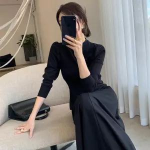 여자 엘레강스 오피스룩 플레어 롱원피스