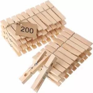 펜 씨 나무 옷핀 2.9인치 200팩 대량 공예용 대형 천연 목재 클립 교실 프로젝트 사진 걸기 칩 백 장식
