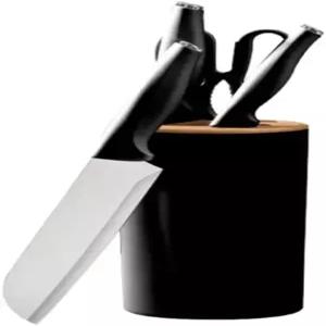 화이트 키친 나이프 세트 5피스 스테인리스 스틸 칼날 논스틱 가장자리 육류 야채 과일 절단 가정용 주방