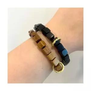 행복한 사각 염주 불교 팔찌 골드링 남녀 공용