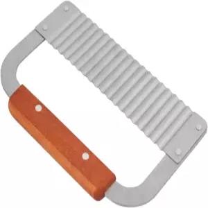 FDIT 2PCS 스테인리스 스틸 물결 모양 및 스트레이트 비누 하드우드 핸들 로프 감자 케이크 야채 커터 절단