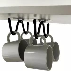 캐비닛 정리함 아래의 Pmsanzay 머그컵 홀더 2팩 자체 접착 후크 커피 보관 걸이 주방 식료품 저장실 바