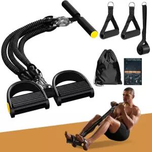 핸들이 있는 페달 저항 밴드 운동을 위한 아투리엔 조절 가능한 강력한 4튜브 탄성 다기능 풋 풀러 다리 팔