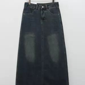 여자 빈티지워싱 수술 A라인 청치마 가을 롱스커트