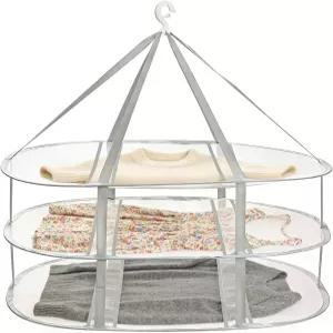 오쿠오 3단 접이식 메쉬 의류 건조대 세탁용 걸이 스웨터 건조기 대형 플랫 드라이 행거 섬세한 위한