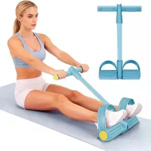 손잡이가 있는 저항 밴드 6 튜브 다기능 장력 로프 발 페달이 윗몸 일으키기 운동 장비 및 복부 허리 팔