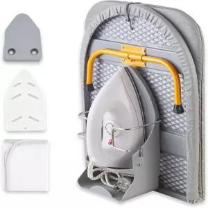 접이식 다림질 보드 13인치 x 35인치 테이블탑 소형 다리미 홀더 및 벽걸이 공간 절약 회색