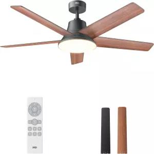 조명이 있는 Dreo 천장 선풍기 52인치 6단속 5가지 색상 톤 디밍 가능 LED 조용한 리버서블 DC 모터 리모컨