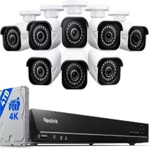 REOLINK 4K 카메라 시스템 개인 차량 감지 기능이 있는 RLK16-800B8 8pcs H.265 PoE 유선 4TB HDD가 장착된