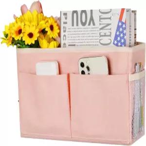 2층 침대 병원 기숙사 방을 위한 물병 홀더가 있는 옆 캐디 걸이 보관함핑크