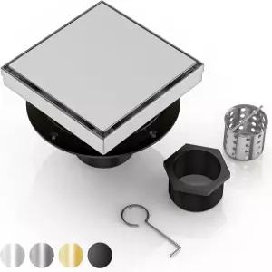 DLONE 사각 샤워 배수구 타일 삽입 패널이 있는 6인치 AISI 304 스테인리스 스틸 욕실 바닥 발코니 등