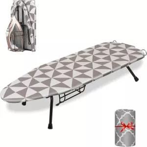 다리미 홀더가 있는 소형 테이블탑 보드 미끄럼 방지 발이 휴대용 가정 여행 및 아파트를 위한 커버 패드가