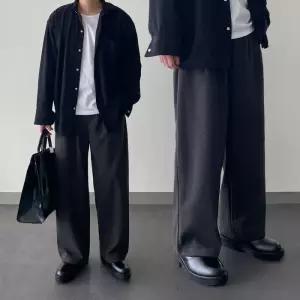 [모노폴로지]면접 출근룩 겨울 투턱 기모슬랙스 딥 벌룬 바지 와이드 정장 뒷밴딩 팬