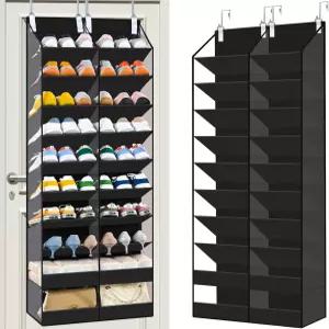 Euct 2030 쌍의 문 신발 정리함 측면 투명 걸이 2겹의 평평한 보관층이 있는 10단 보관함 가족 운동화 부츠