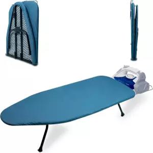 금속 메쉬 패널 테이블탑 다림질 보드 접이식 다리미 내열 커버와 100 면 8mm 두께 패드파란색가 있는 헤비