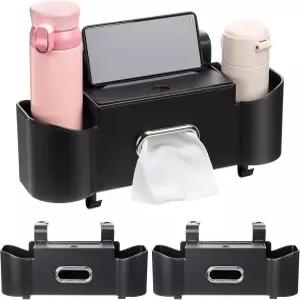 티슈 박스 컵 홀더 2개 휴대폰 음료 핸드백을 보관할 수 있는 후크가 LemonRoad 2 팩 다기능 카시트 백