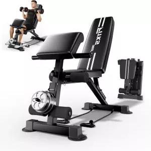 다리 신전 및 설교자 컬이 있는 3in1 조절 가능한 무게 벤치 전신 운동을 위한 튼튼한 700LB 접이식