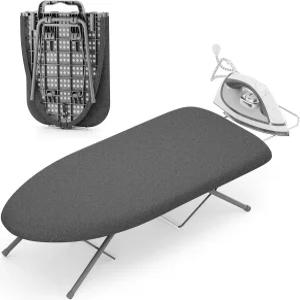 킹보드 테이블탑 다림질 다리미 받침대가 있는 소형 접이식 보드 두꺼운 커버 미끄럼 방지 발이 휴대용