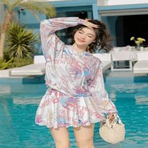 온천 뱃살커버 수영복 빅사이즈 래쉬가드 긴소매 이미지 색상