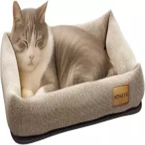 고양이와 반려견을 위한 2-in-1 펫 침대-M 스크래치 패드 - 통기성 황마와 면 이중 레이어 디자인 내구성이