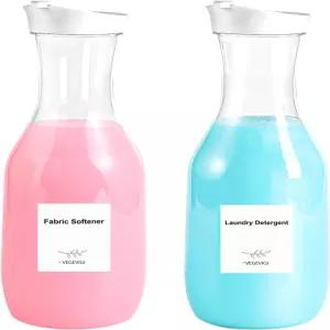 VEGEVIGI의 54온스 세탁 세제 디스펜서 비누 액체 용기 정리함 플라스틱 섬유 유연제 분말 2PACK