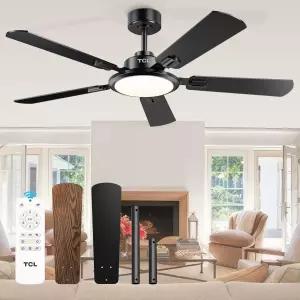 조명이 있는 TCL 천장 선풍기 및 리모컨이 52인치 리버서블 DC 모터 무소음 희미한 36W LED 침실 거실용