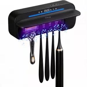 360 소독 곰팡이 및 냄새 제거 기능이 있는 칫솔 세정제 홀더 자동 사이클 UVC 1억 이온 팬 건조 욕실