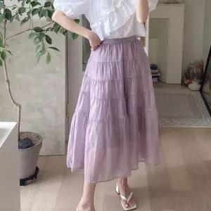 여자 샤스커트 캉캉 쉬폰 러블리 파스텔 3중 롱스커트