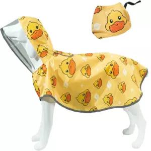 MAMORE 개 비옷 소형 중형 대형견과 강아지를 위한 후드가 달린 방수 레인 재킷 패커블 폰초 반사형 조절