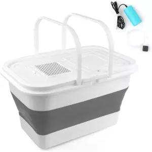 미니 산소 펌프가 장착된 히카리13L 낚시 버킷 물고기 운송 용기 휴대용 접이식 라이브 컨테이너 박스