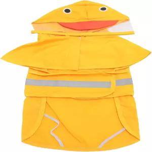 오리 디자인 개 비옷 투명 후드가 달린 퀵 드라이 폰초 반사 레인 재킷 작은 위한 조절 가능한 꼬리 커버