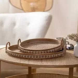 복고풍 원형 수납 바구니 라탄 정리 장난감 박스 바스켓 철제 피크닉 손잡이 소형