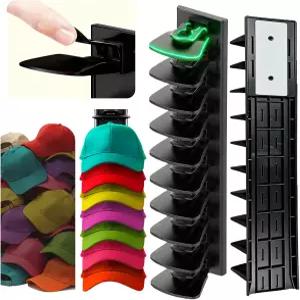 잠금 기술이 적용된 야구 모자용 PCEEL 2팩 정리함 벽걸이용 강력 접착 후크 최대 20개의 문 침실 옷장용