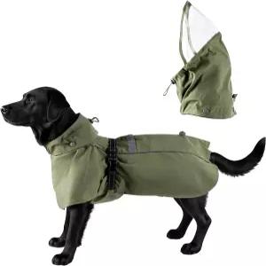 강아지 비옷 방수 레인 재킷 경량 조절 가능한 반사 스트립과 탈부착 후드 소형/중형/대형/엑스트라