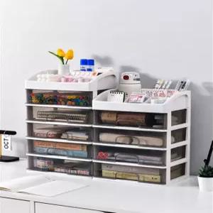 대용량 서랍형 책상 정리함 사무실책상 사무용책상 사무책상 중역책상 컴퓨터책상 책장 사무실책상파티션 투명 갈색 대형 3층