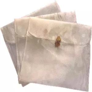 스카프 보관 가방 베이지 암호화 매트 버튼 실 봉투 실크 선물 오르간자 의류 옷장 정리함 포장 13 x 11.8