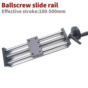 선형 가이드 수동 슬라이딩 테이블 100 500MM 스트로크 볼 스크류 SFU1204 핸드 휠 이중 광축 CNC 톱 3D 프린터 XY