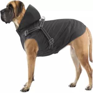 모세코울 강아지 레인코트 방수 후드 반사 조절 가능한 소형 대형 레인 재킷 블랙 S