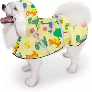 강아지 비옷 대형 중형 소형견 위한 후드 더블 레이어가 있는 조절 가능한 레인 재킷 반사 스트라이프