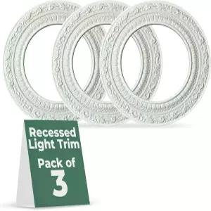 리노베이션 업체 제조용 오목 조명 트림 10인치 와이드 화이트 폴리우레탄 또는 천장 팩 3개 제공