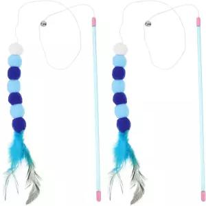 NOLITOY 4 PCS 인터랙티브 고양이 티저 완드 운동 및 놀이를 위한 라우드 벨 장난감이 있는 31인치 롱