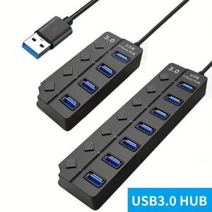 LED 표시기가 있는 4/7포트 USB 3.0 허브 노트북 플래시 드라이브 하드 디스크 프린터 카메라 키보드용 독