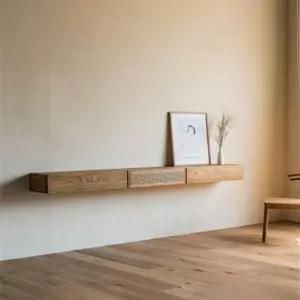 라탄 원목 선반 수납장 tv 미니멀 벽걸이 거실 1.8m 벽걸이형-레드 오크